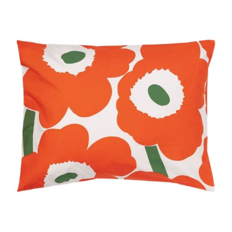 Unikko Pillowcase 50x70/75cm in orange, dark green
