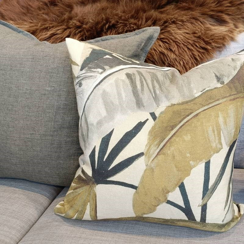 Sanctuary Linen Cushion Cover 55cm in dusty olive