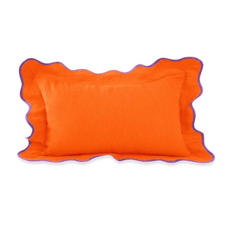 Darcy Linen Cushion 50x30cm in orange, lilac