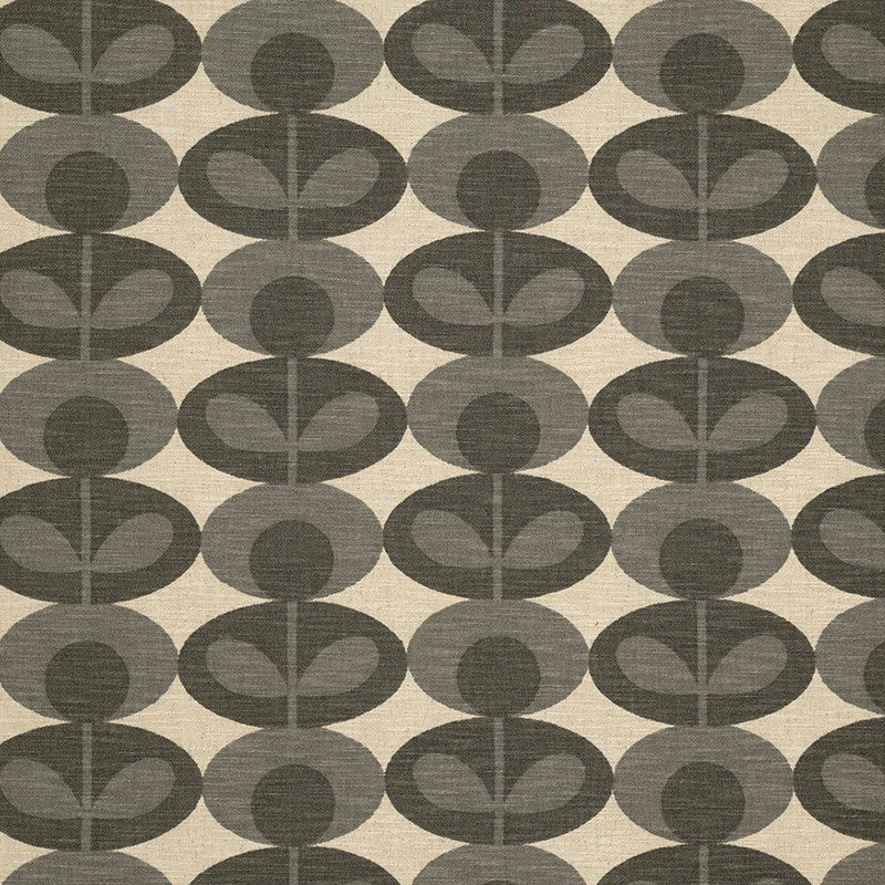 Slub Cotton Oval Flower Fabric in warm grey