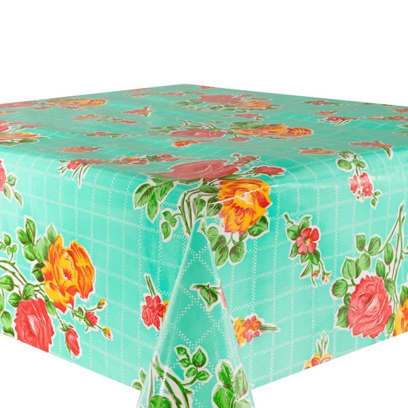 Rosedal Oilcloth in turquoise - Bolt of Cloth - Kitsch Kitchen