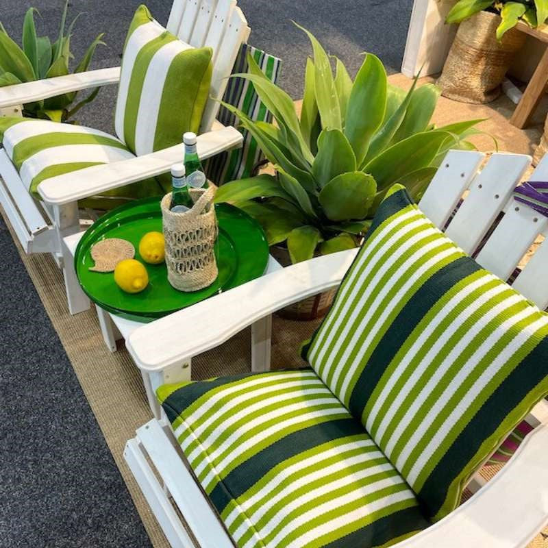 Garden Stripe Outdoor Cushion Cover 50cm in green, white