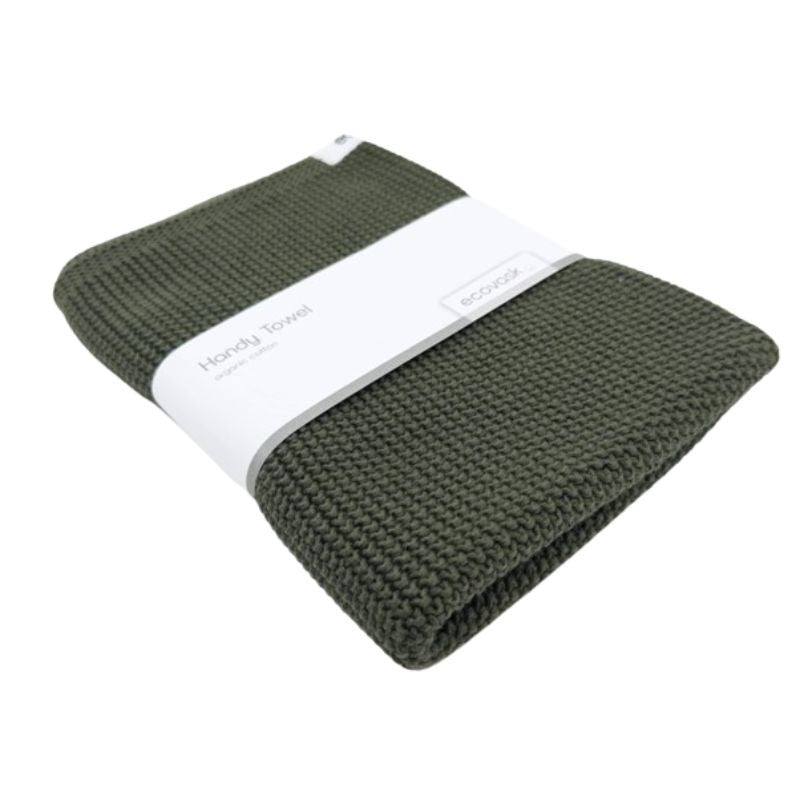Organic Knitted Handy Towel in olive