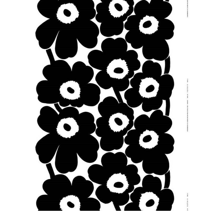 Unikko Fabric in black, white - Bolt of Cloth - Marimekko