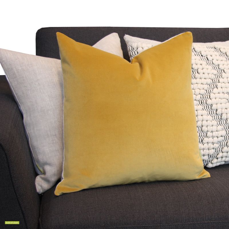 Velvet Cushion Cover 45cm with Linen back in mustard gold