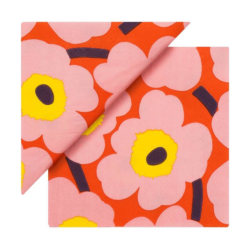 Serviettes in Unikko in Rose Orange