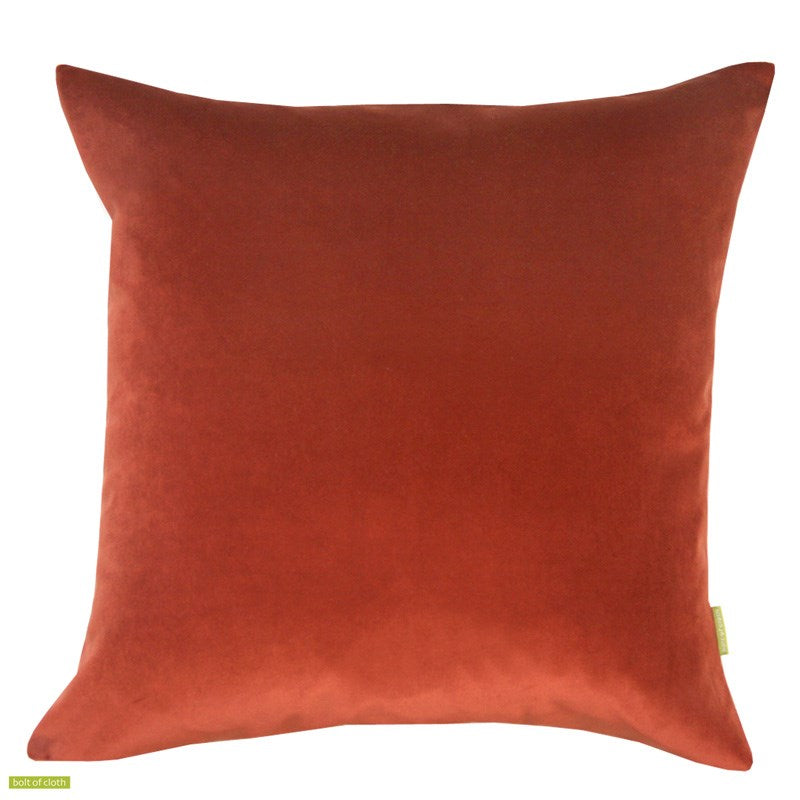 Velvet Cushion Cover 45cm with Linen back in rust
