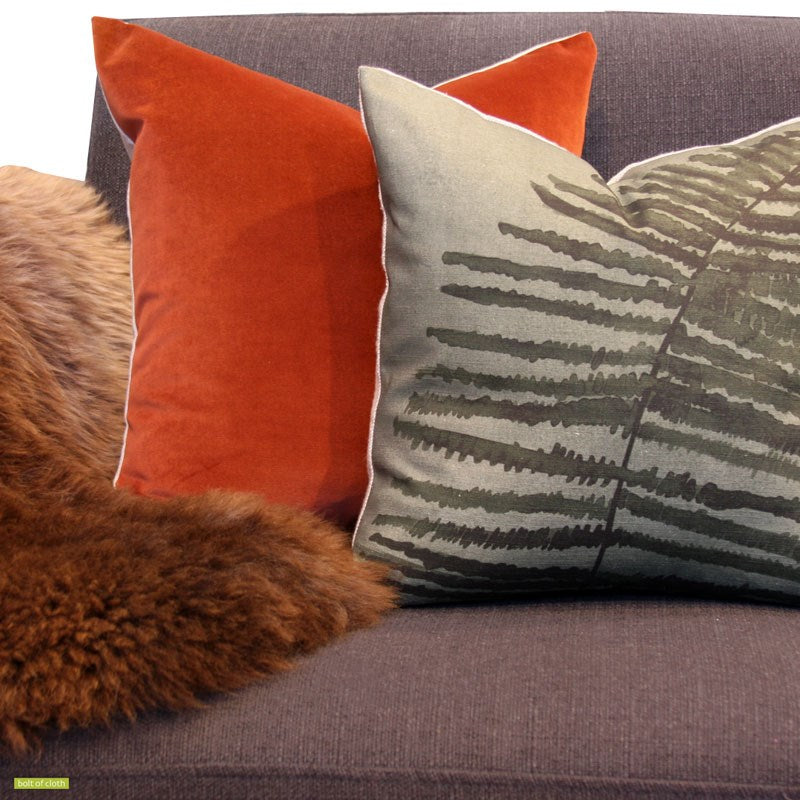 Velvet Cushion Cover 45cm with Linen back in rust