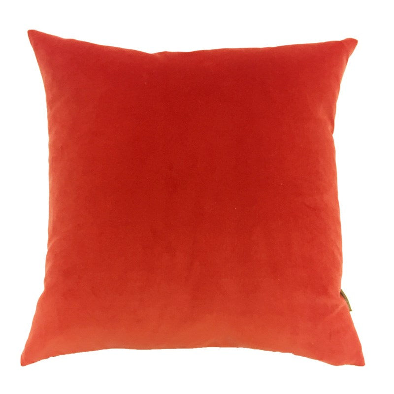 Velvet Cushion Cover 45cm with Linen back in tangerine