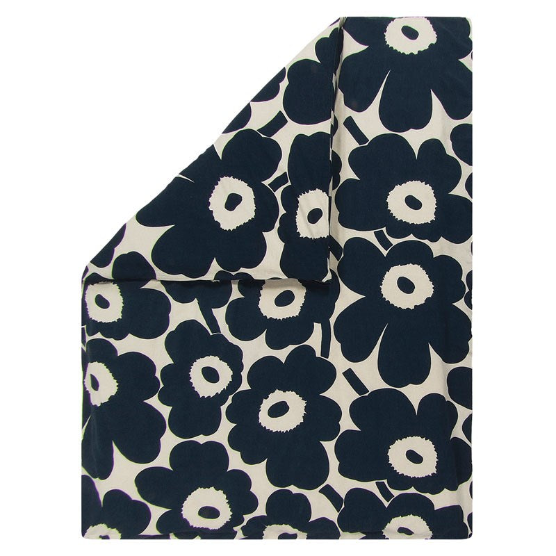 Unikko duvet cover 210x210cm in cotton, dark blue