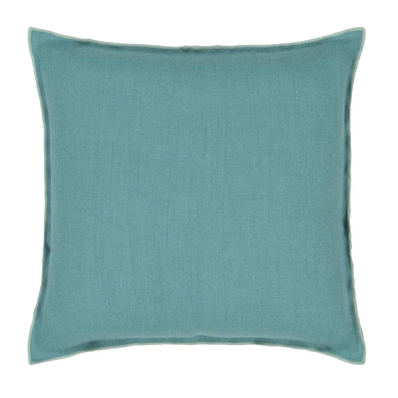 Brera Lino Ocean & Celadon Cushion Cover 45cm in blue