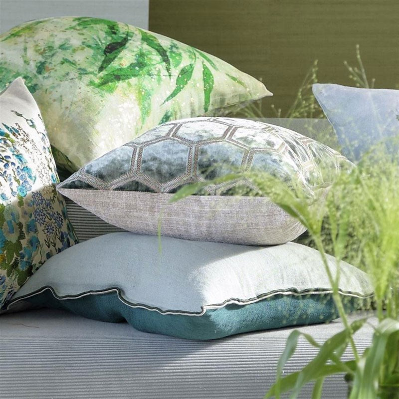 Brera Lino Ocean & Celadon Cushion Cover 45cm in blue