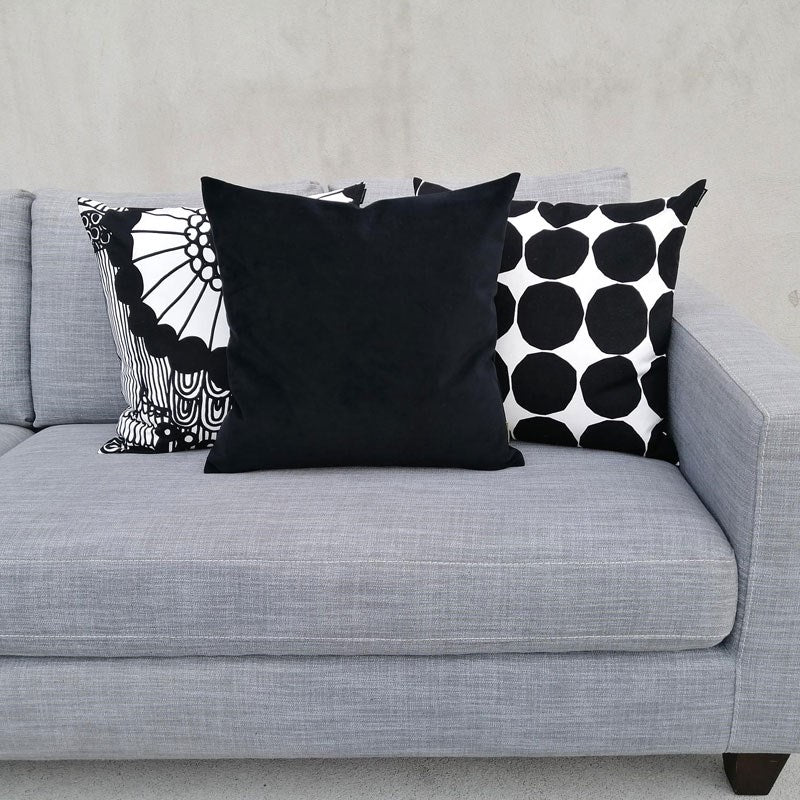 Plush Velvet Cushion Cover 50cm in jet