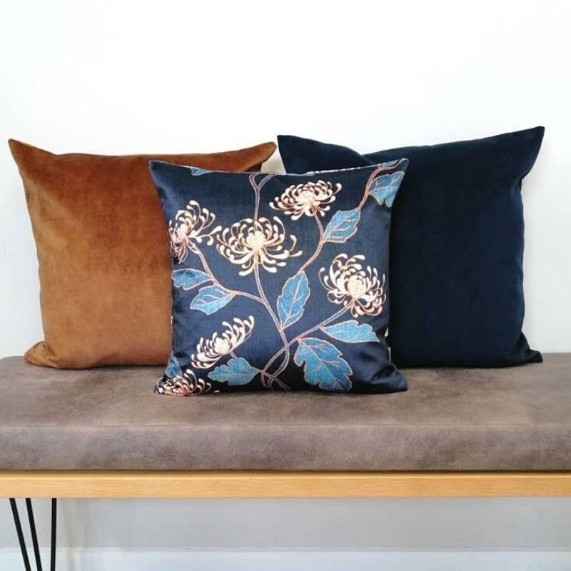 Plush Velvet Cushion Cover 50cm in Indigo