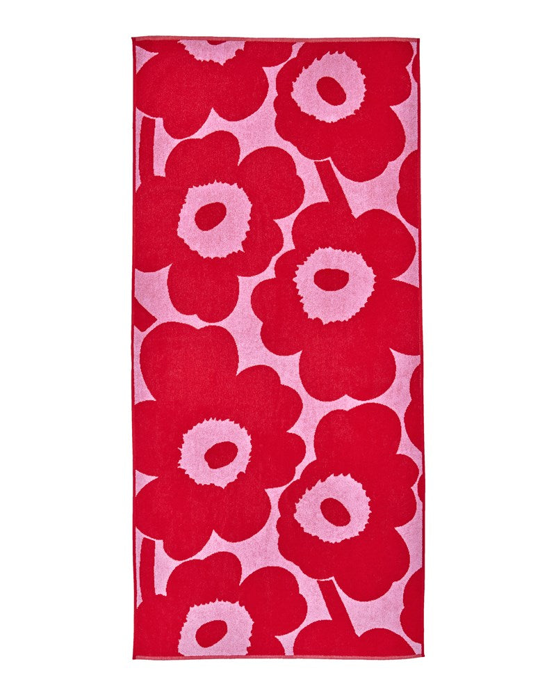 Unikko Bath Towel 75x150cm in pink, red