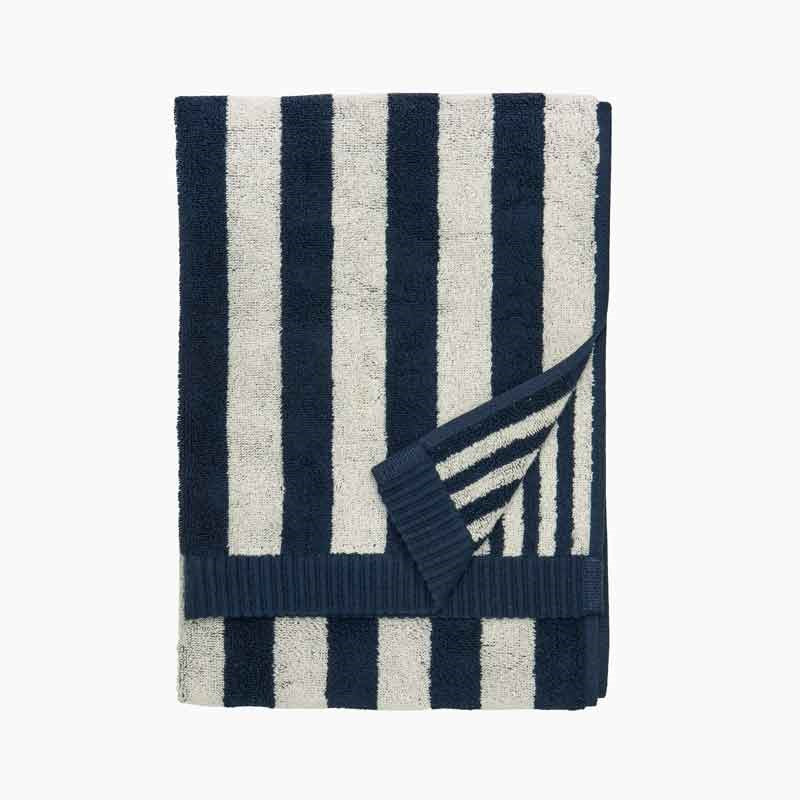 Kaksi Raitaa Hand Towel 50x70cm in sand, dark blue