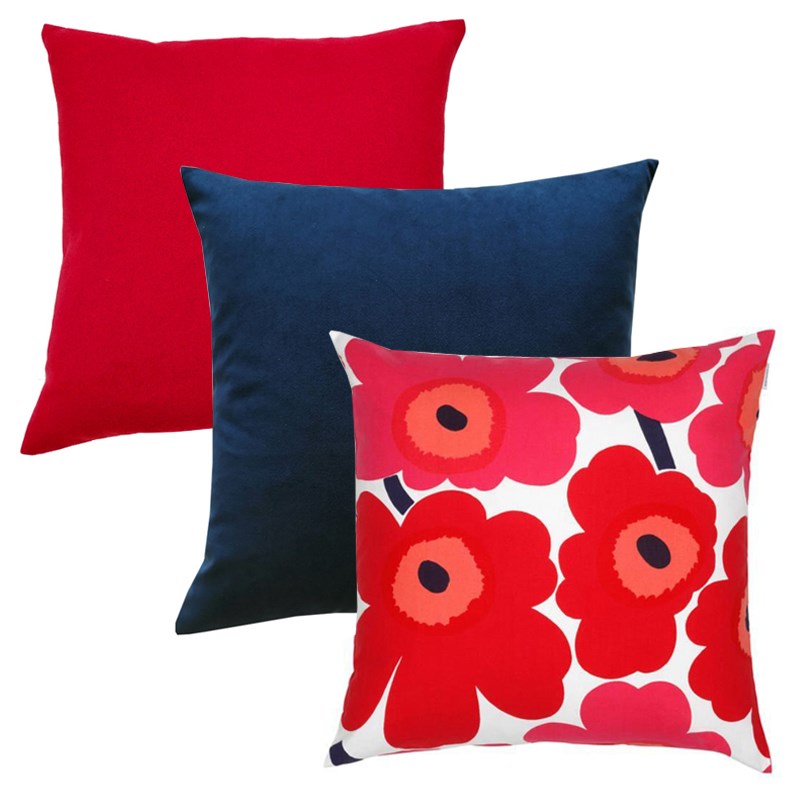 Pieni Unikko in reds 3 Cushion Bundle