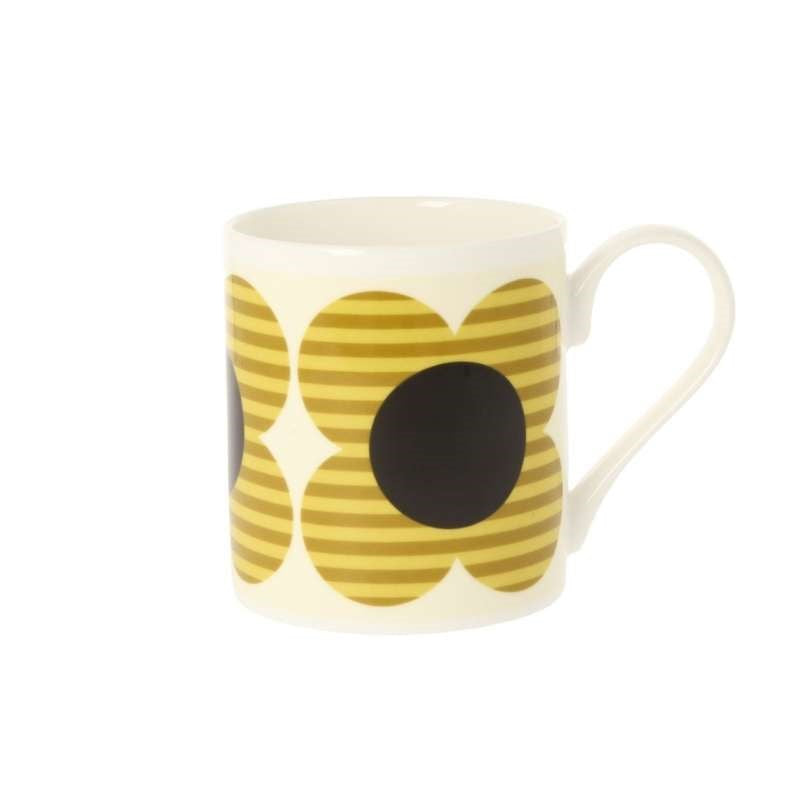 Striped Flower Mug 300ml in yellow