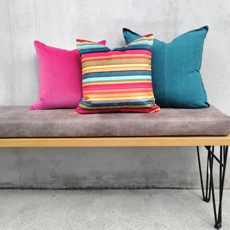 Kaleidoscope Small Stripes Velvet Cushion Cover 43cm