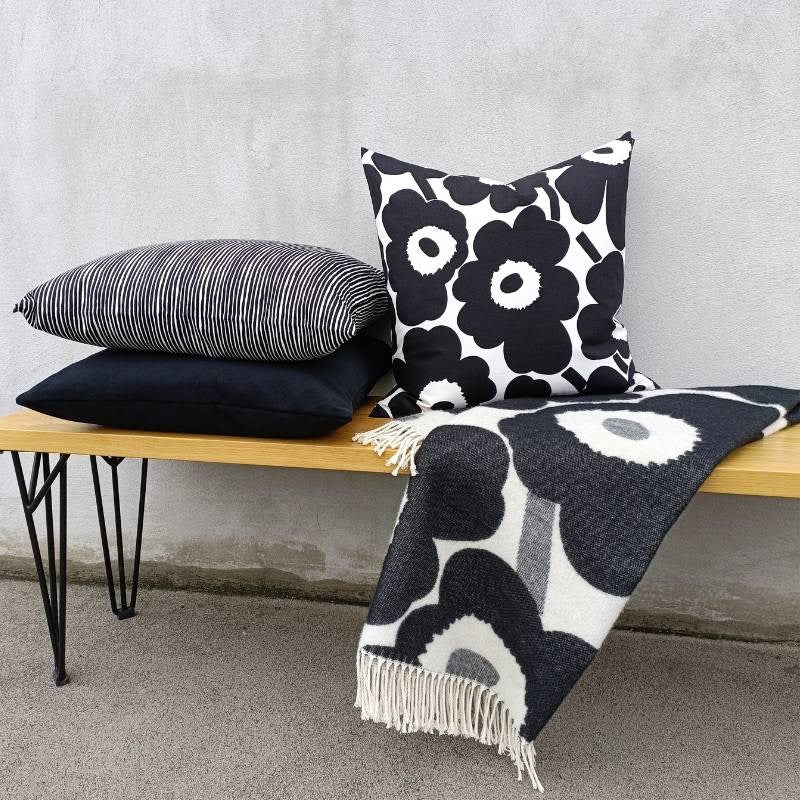 Pieni Unikko Cushion Cover 50cm in white, black