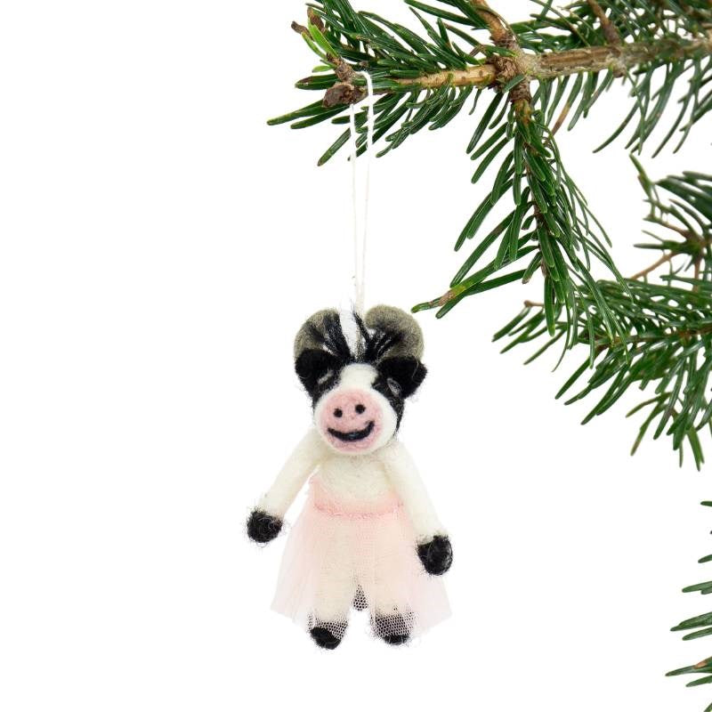 Ballerina Cow Felted Ornament