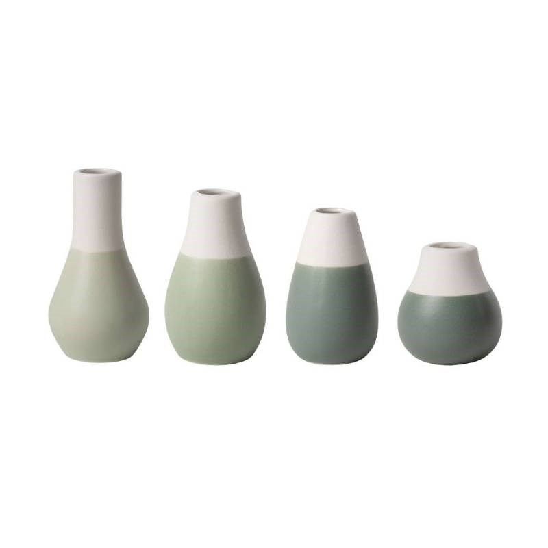 Set of 4 Porcelain Mini Vases in pastel green