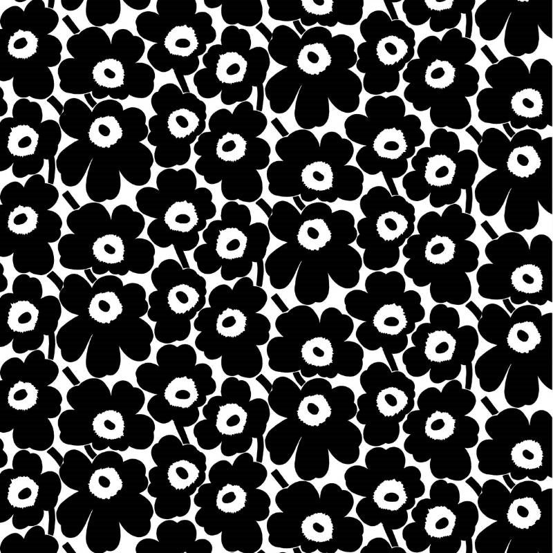 Pieni Unikko 2 Fabric in black, white