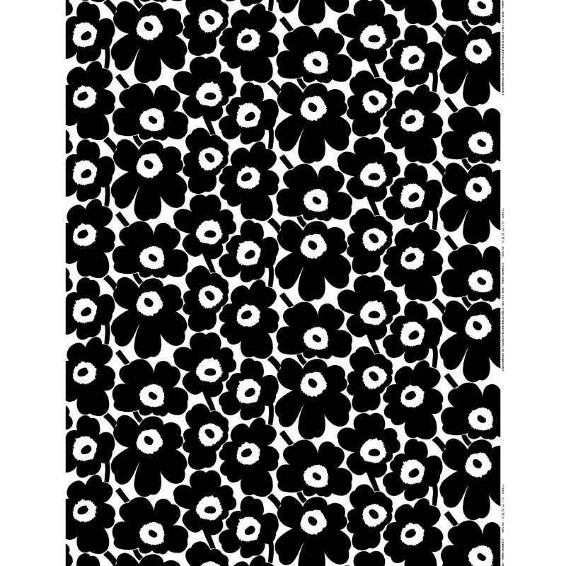 Pieni Unikko 2 Fabric in black, white