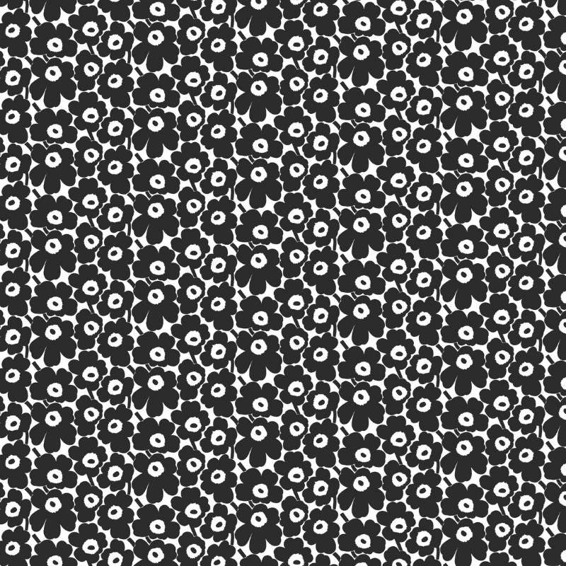 Mini Unikko Fabric in white, black