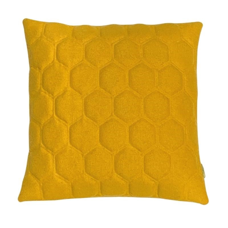 Hexagons Wool Cushion Cover 50cm in mustard