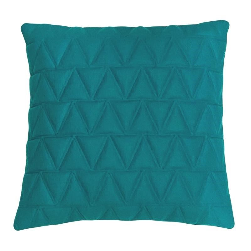 Triangles Wool Cushion Cover 50cm in teal