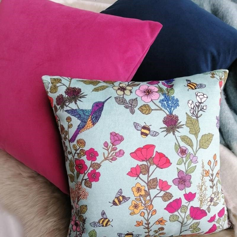 Plush Velvet Cushion Cover 50cm in peony