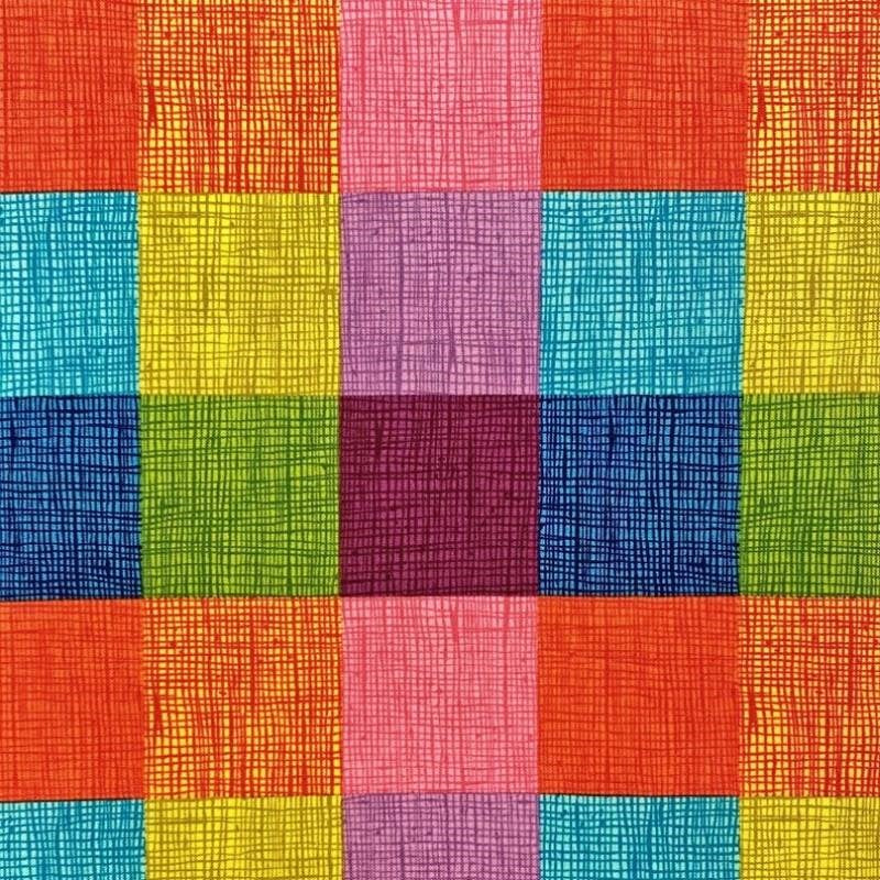 Heath Check Fabric in rainbow