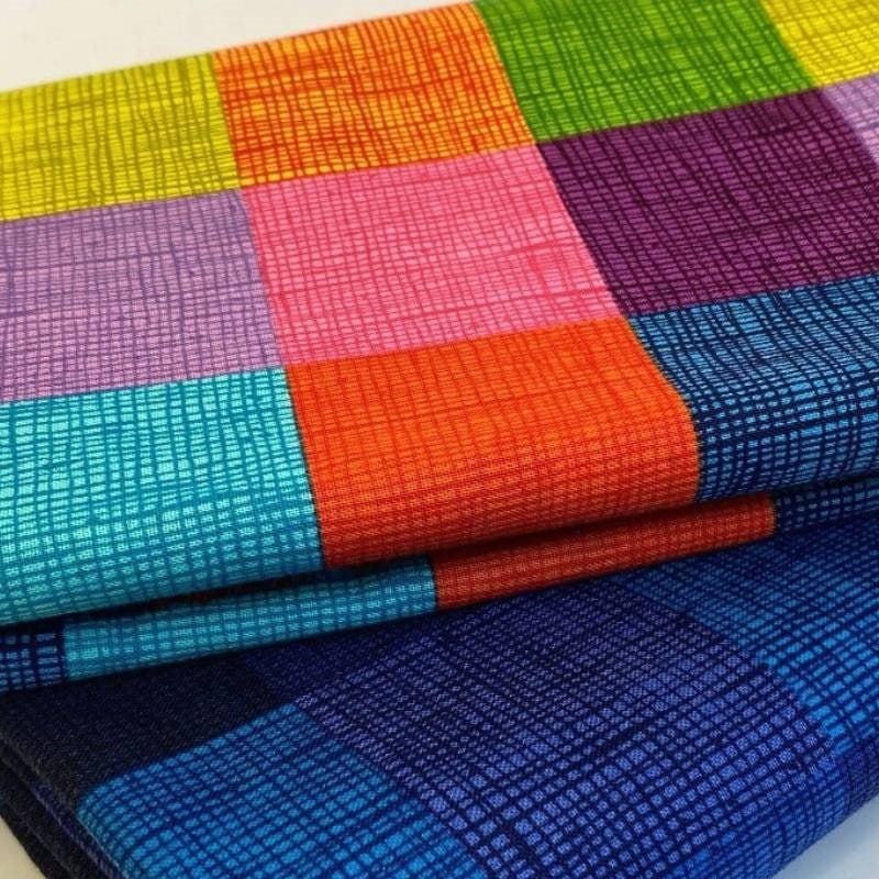 Heath Check Fabric in rainbow