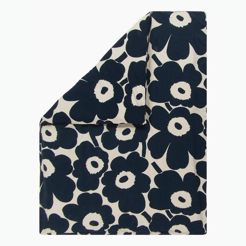 Unikko Cotton Linen Duvet Cover 240x220cm in cotton, dark blue