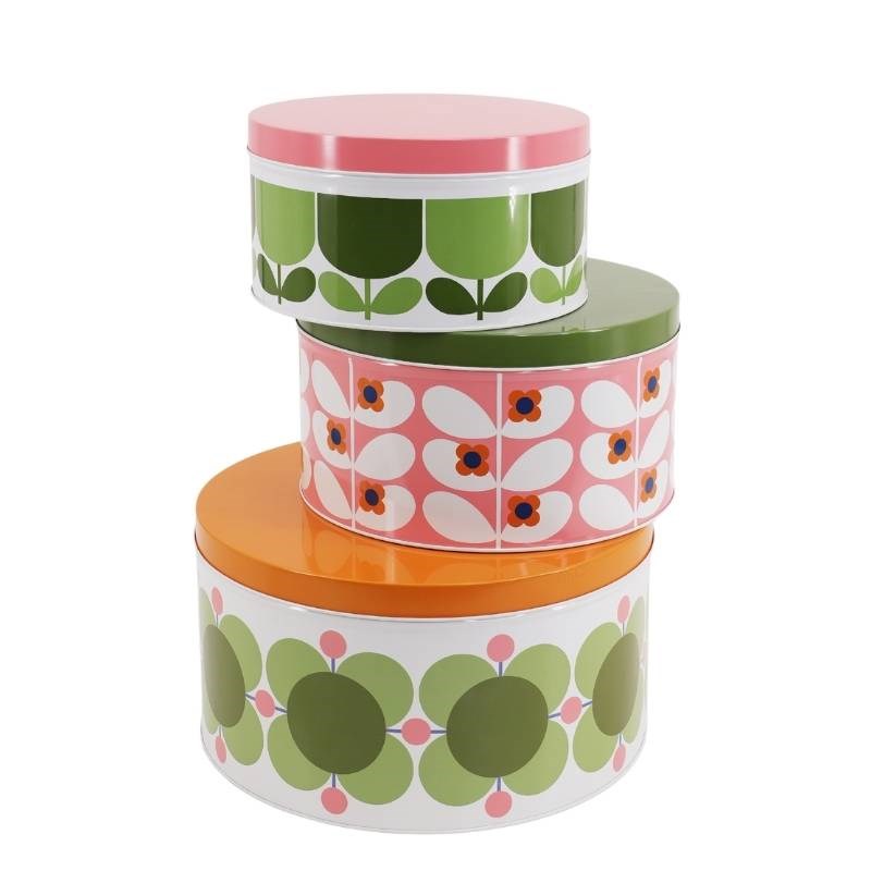 Nesting Cake Tins in bubble-gum, basil - set of 3