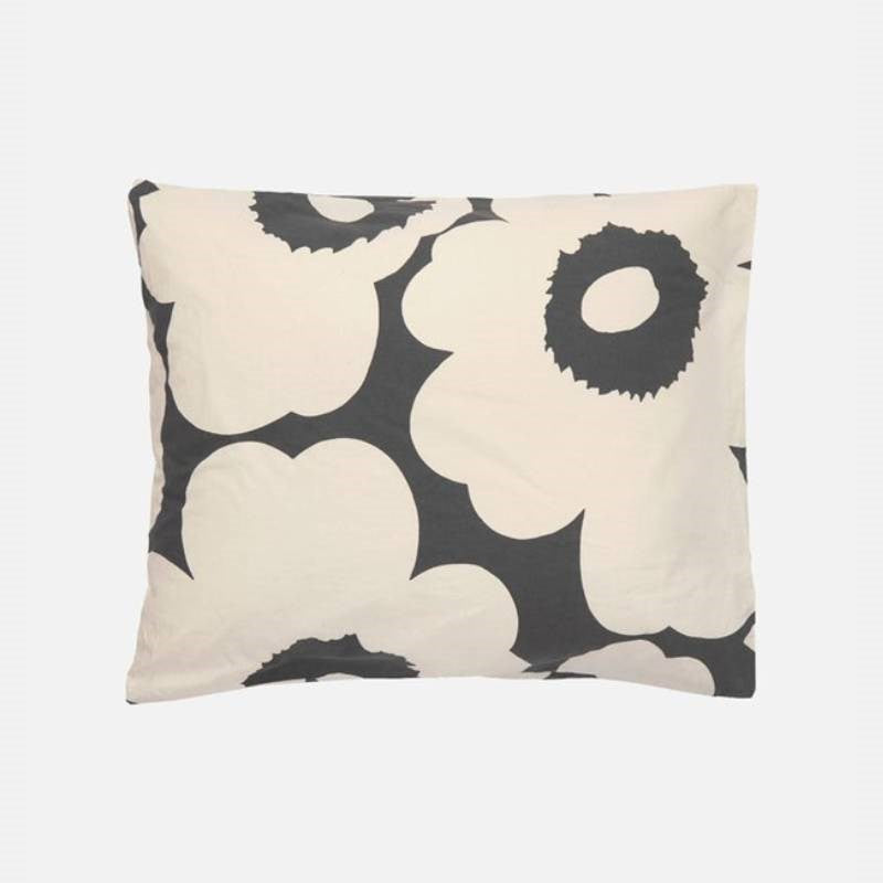 Unikko Pillowcase 50cm x 70-75cm in charcoal, off-white