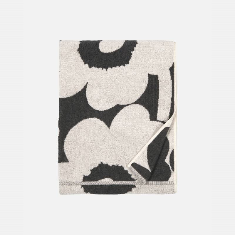 Unikko Bath Towel 70x150cm in charcoal, off-white