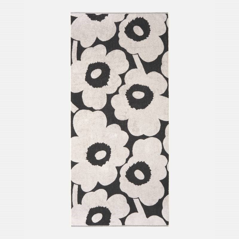 Unikko Bath Towel 70x150cm in charcoal, off-white