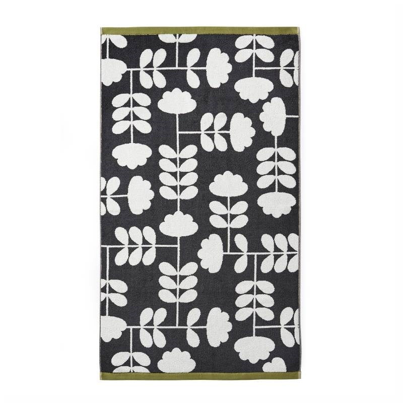 Cut Stem Bath Towel in moss, charcoal