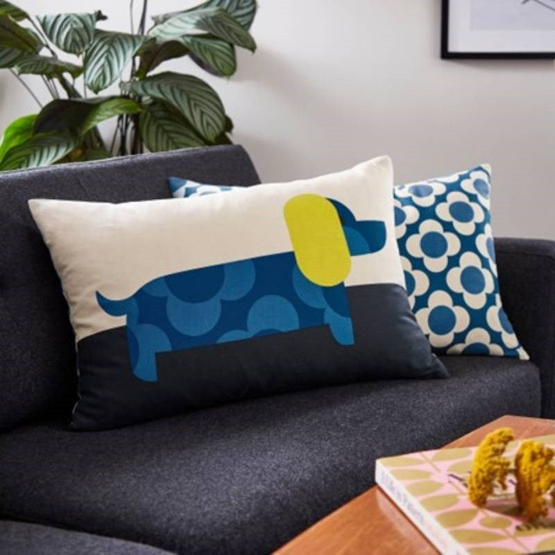 Dachshund Cushion 60x40cm in blue