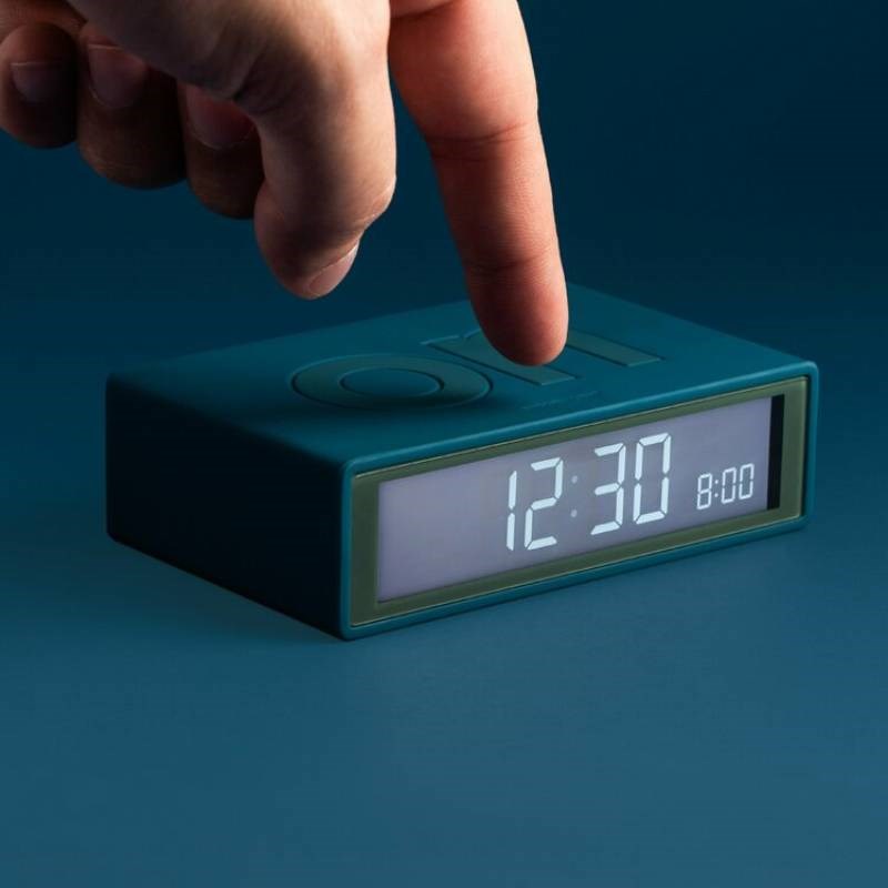 Lexon Flip+ Alarm Clock in duck blue