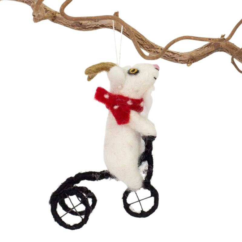 Goat on Bike Felted Ornament