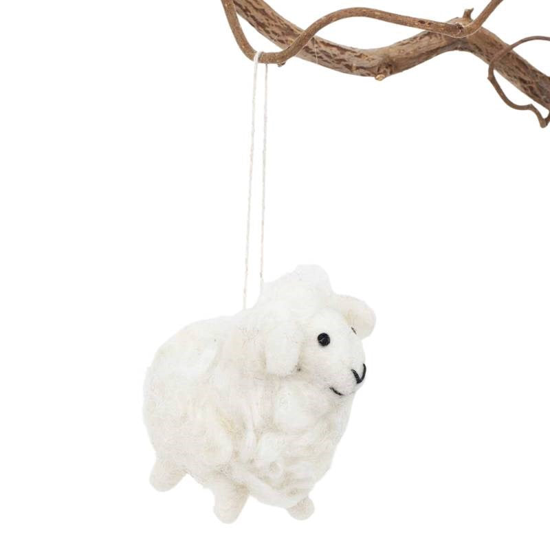 Curly Lamb Felted Ornament