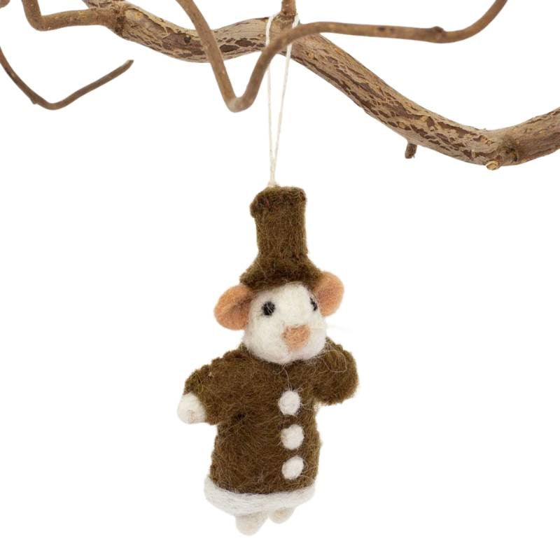 Gingerbread Mouse Felted Ornament