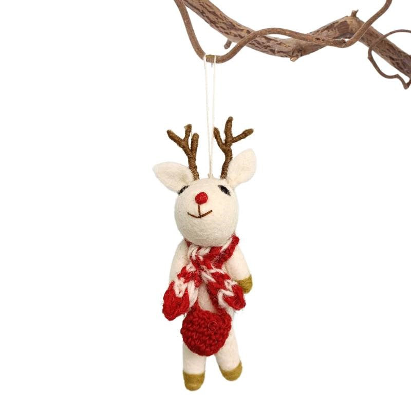 Rudolph in Scarf Felted Ornament