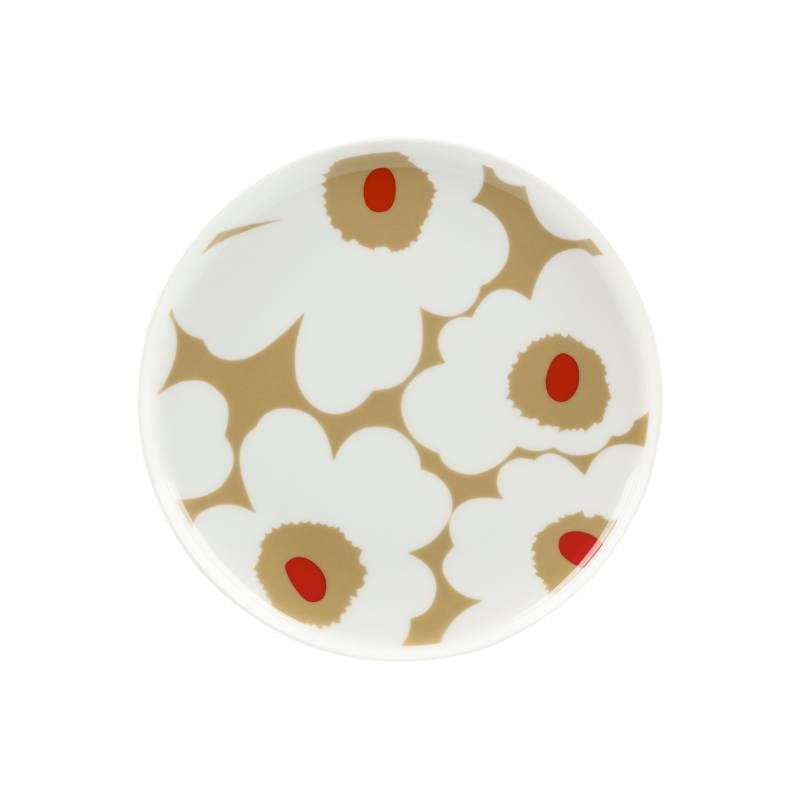 Unikko Plate 20cm in white, beige, red