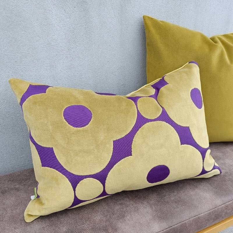 Velvet Spot Flower Cushion Cover 60x40cm in purple