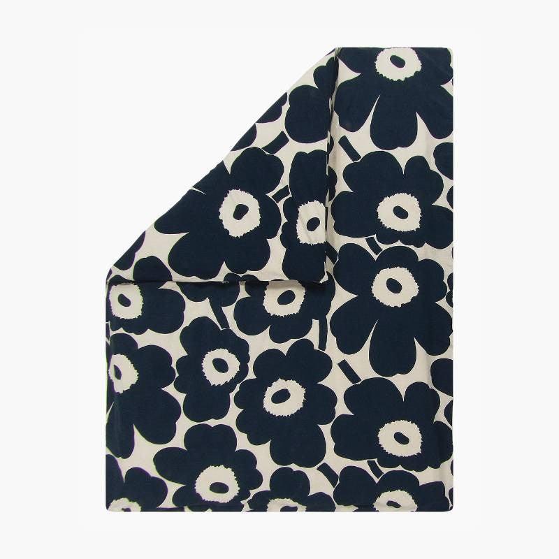 Unikko Cotton Linen Duvet Cover 135x200cm in cotton, dark blue