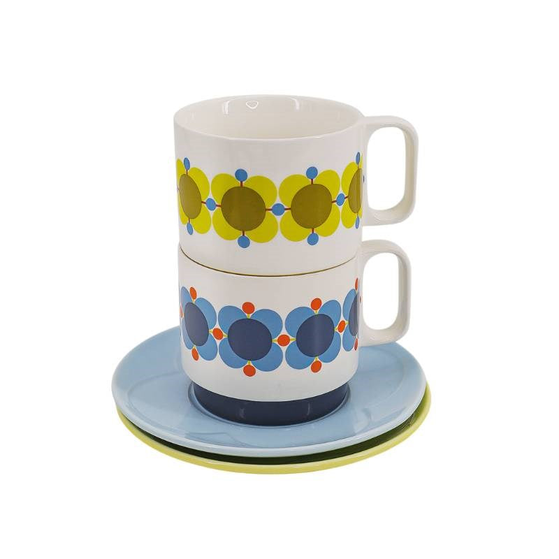 Atomic Flower Teacup and Saucer Set